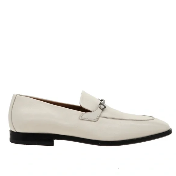 Salvatore Ferragamo Fedro Loafers White Leather Size 12 US New